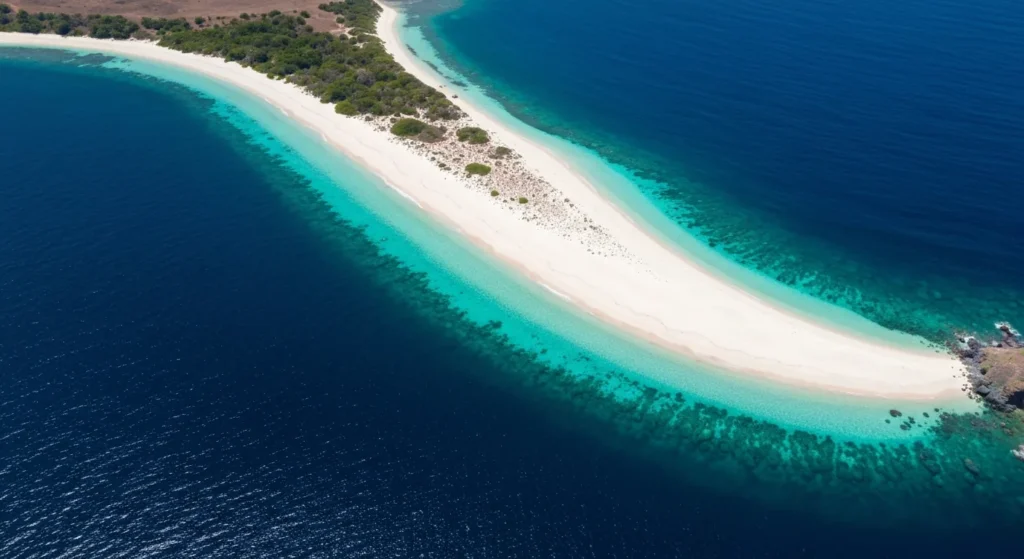 Hidden pristine beach on secret island accessible only by private yacht